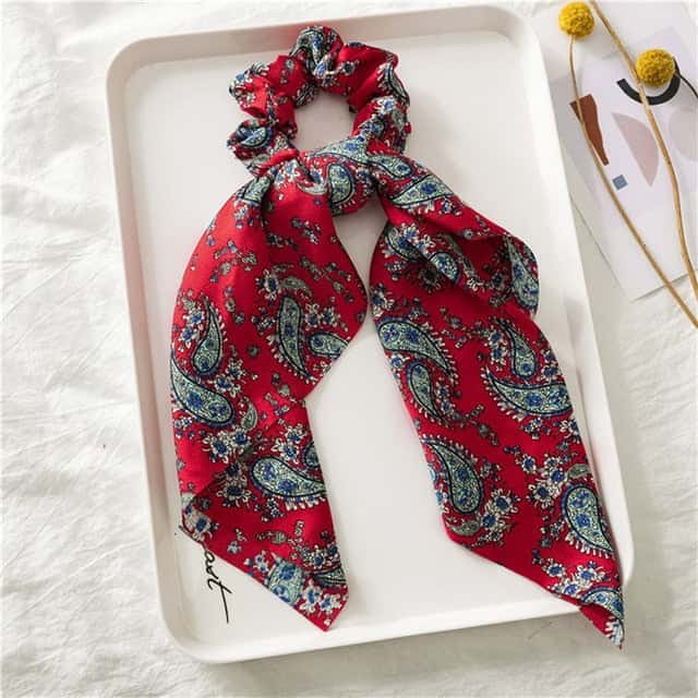Rødt Barokt Tørklæde Scrunchie