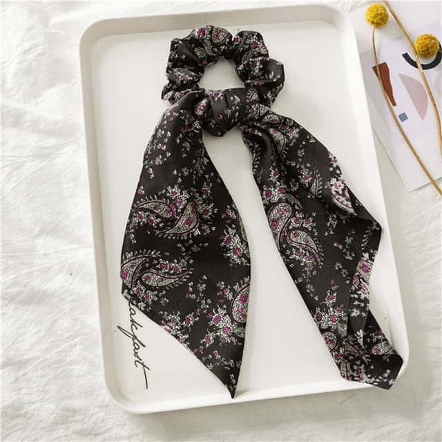 Sort Barok Tørklæde Scrunchie