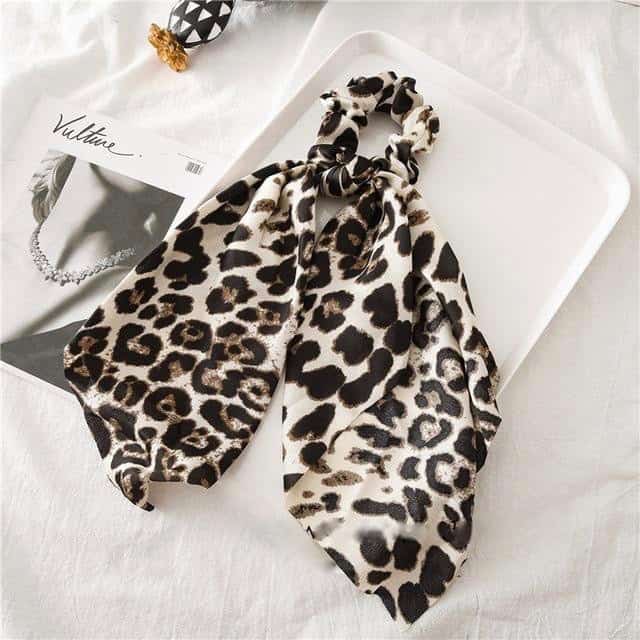 Hvid Leopard Tørklæde Scrunchie