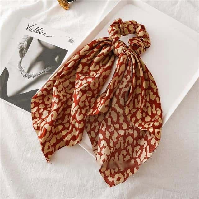Guld Og Lilla Leopard Tørklæde Scrunchie