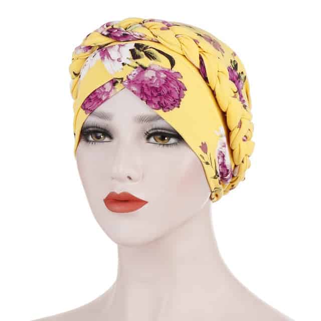 Gul Kemo-Turban Tørklæde - Blomstret