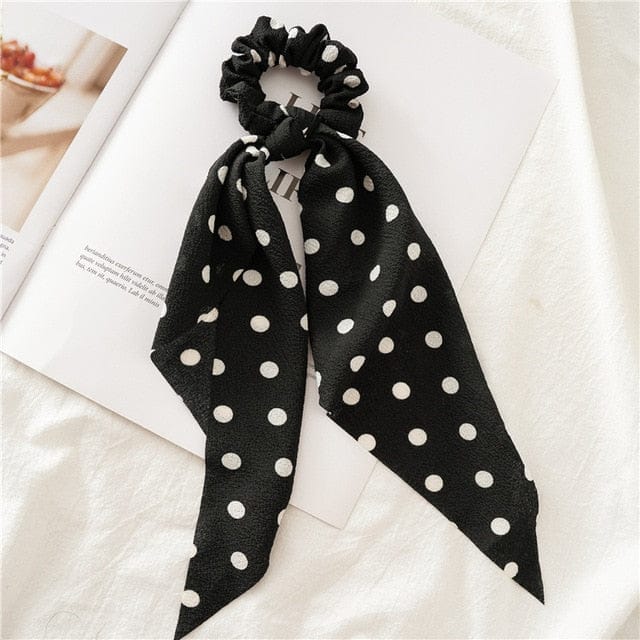 Sort Tørklæde Scrunchie Med Prikker