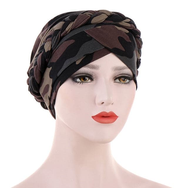 Turban Hår Tørklæde Mode Kemo Militær Brun