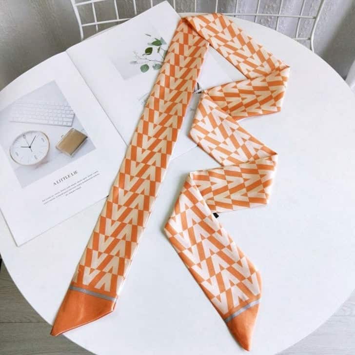 Orange Tørklædebælte - Sildebensmønster