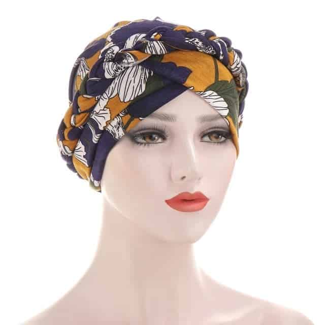 Moderne Turban Tørklæde Til Kvinder Kemo Lilla Orange Mønstret