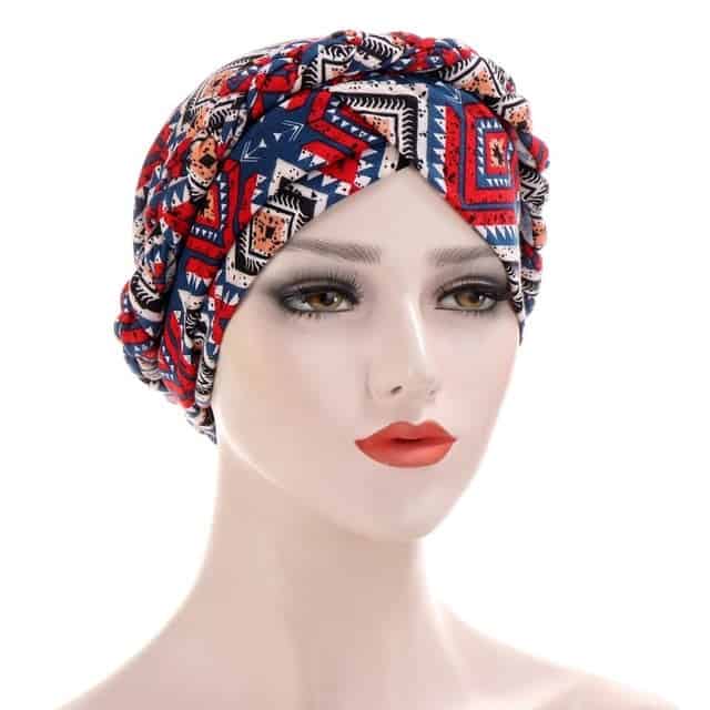 Rød Kemo Turban Tørklæde - Aztec