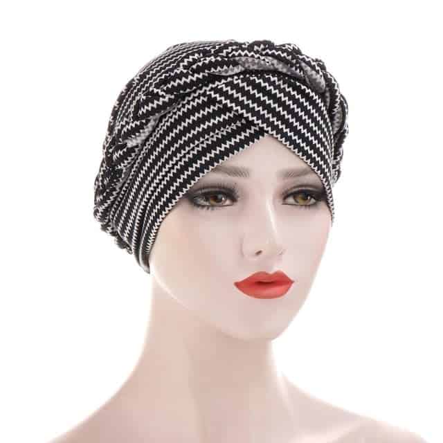 Arlette Moderne Turban Hår Tørklæde Kemo Sort Hvid